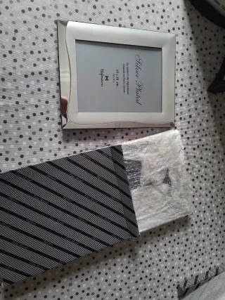 Marco de fotos doble plateado y azul