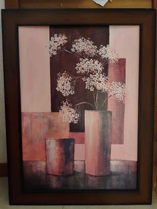 Cuadro Acrílico Flores Rosas y Marrones