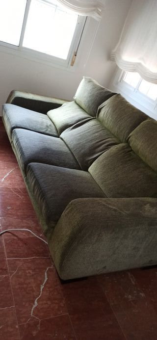 Sofá 3 plazas deslizante gris/verde