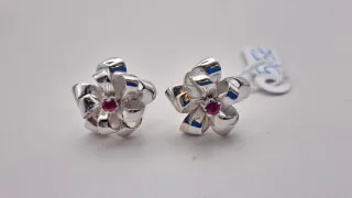 Pendientes Oro Blanco 18k Flor
