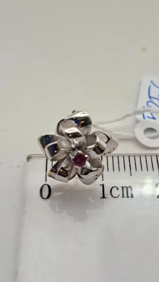 Pendientes Oro Blanco 18k Flor