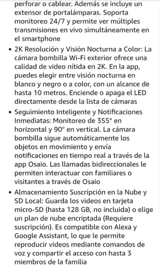 Cámara Vigilancia GNCC Outdoor Cam Bombilla