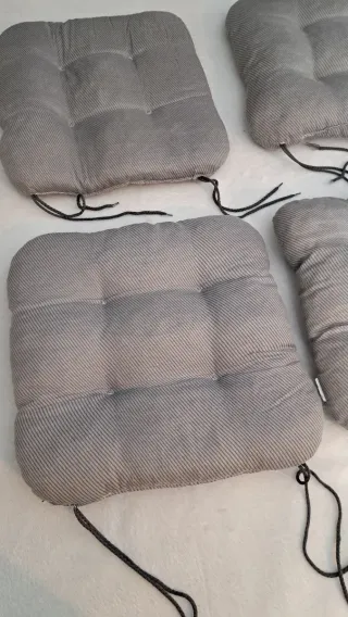 Set 4 Cuscini Seduta Tessuto Grigio