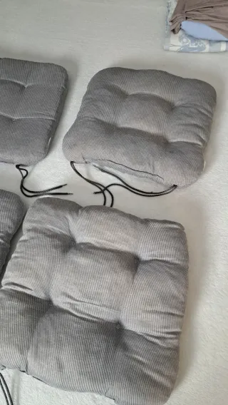 Set 4 Cuscini Seduta Tessuto Grigio