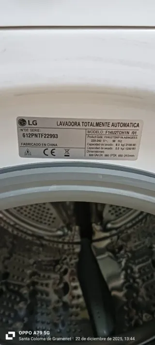 LAVADORA Y SECADORA L. G 8 KG A 5 KG RPM 1400