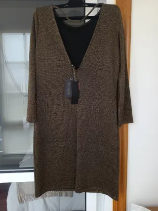 Vestido fiesta Systemaction dorado y negro