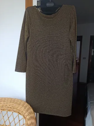 Vestido fiesta Systemaction dorado y negro