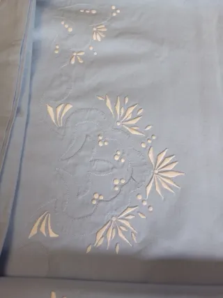 Juego de cama algodón bordado azul