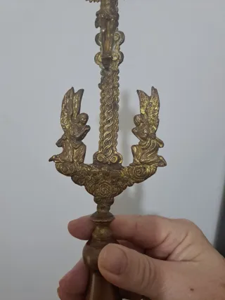 Cruz de altar antigua con angeles siglO XIX