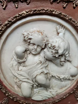 Cuadro Bajorrelieve de Niños Ángeles Antiguo