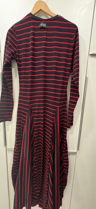 Vestido retro rayas negro y rojo