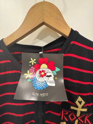 Vestido retro rayas negro y rojo