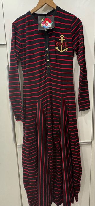 Vestido retro rayas negro y rojo