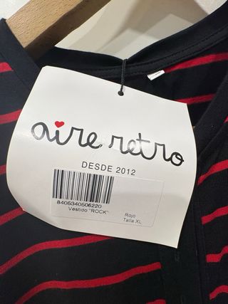 Vestido retro rayas negro y rojo