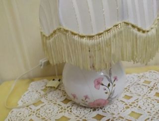 Set 2 lampade vintage ceramica e tessuto