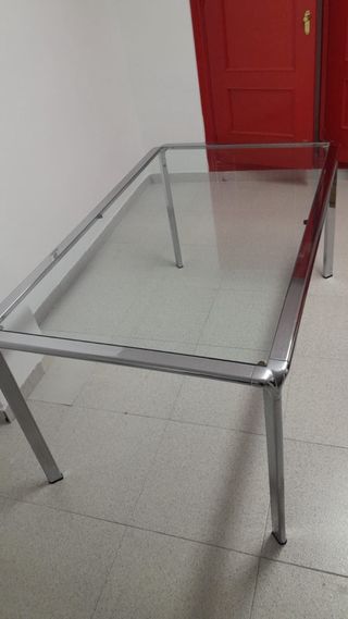 Mesa Rectangular Cristal y Metal