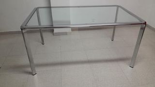 Mesa Rectangular Cristal y Metal