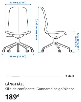 Silla de oficina Ikea Langfjall
