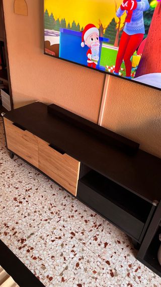 Mueble TV Kalma Negro/Roble 2 Puertas 1 Cajón