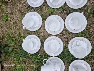 Juego de café porcelana blanco y multicolor