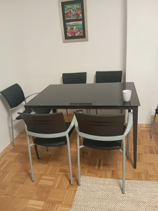 Mesa comedor cristal negro 80x120