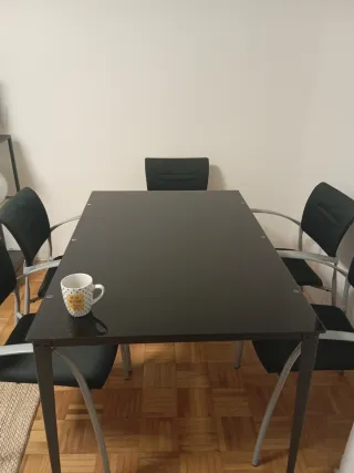 Mesa comedor cristal negro 80x120