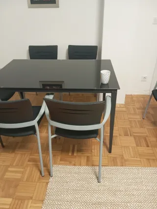 Mesa comedor cristal negro 80x120