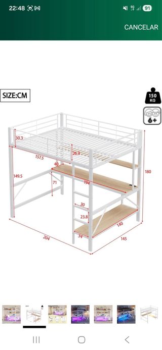 cama con escritorio debajo