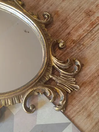 Espejo Antiguo Dorado Ovalado