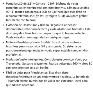 Dron Plegable Cámara 1080P Pantalla LCD