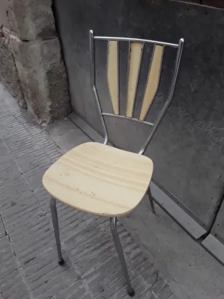 Silla Cocina Vintage Madera y Metal