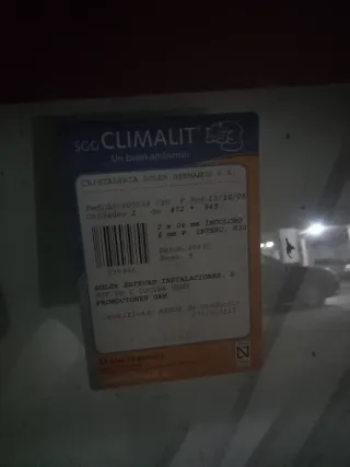 2 uds. Cristales Climalit 47,2 x 94,9 cm.