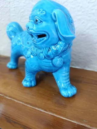 León Fu Fu de Porcelana Azul