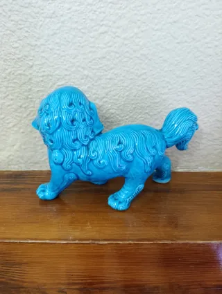 León Fu Fu de Porcelana Azul