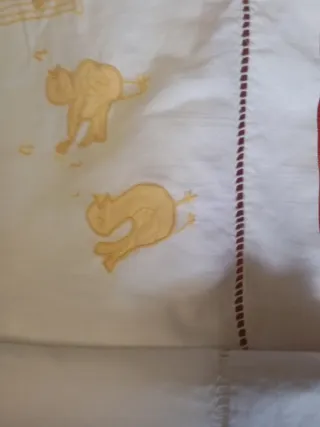 Juego cuna lino bordado mano nuevo