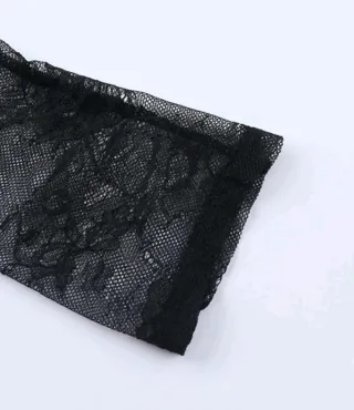 Vestido negro encaje manga larga