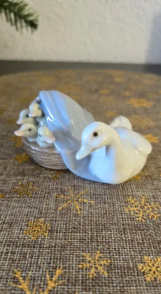 Figura Lladro Oca con Crías Porcelana