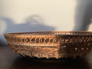 Cesta mimbre con base cerámica ovalada