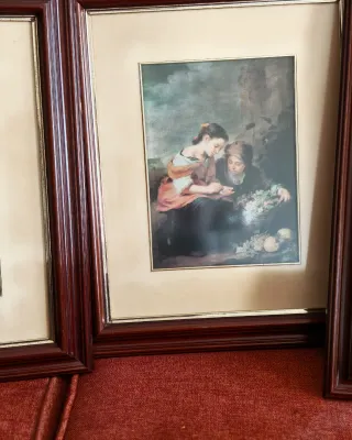 Acuarelas niño marco madera