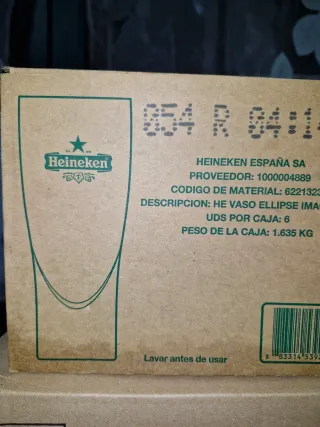 Lote 5 Cajas Vasos Amstel, Cruzcampo, Heineken
