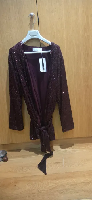 Chaqueta lentejuelas morada talla l