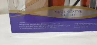 Estuche 2 Tazas Pimpernel Porcelana. Con posavasos