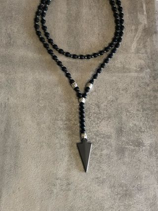 Collana Agata Nera con Ciondolo Freccia