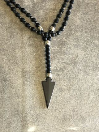 Collana Agata Nera con Ciondolo Freccia