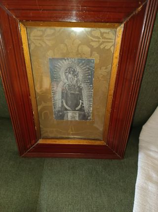 Cuadro estampa antigua Virgen años 40