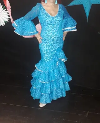 Vestido Flamenca Azul de Gasa .