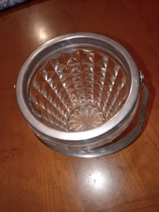 Portaghiaccio vintage cristallo e metallo