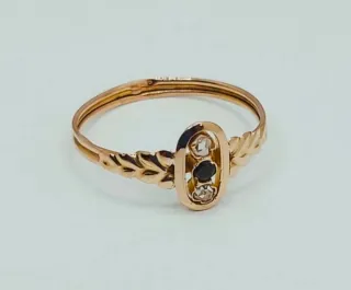 Anel Ouro 19.2k Granada e Diamantes