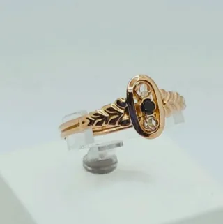 Anel Ouro 19.2k Granada e Diamantes