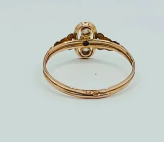 Anel Ouro 19.2k Granada e Diamantes